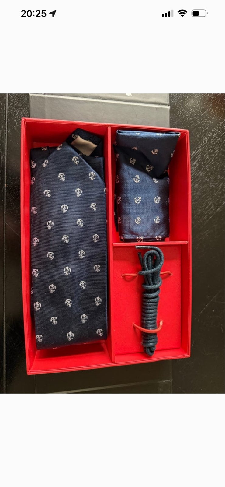 Nieuwe stropdas en pochet set met ankerpatroon, Ophalen of Verzenden, Nieuw, Blauw, Met patroon