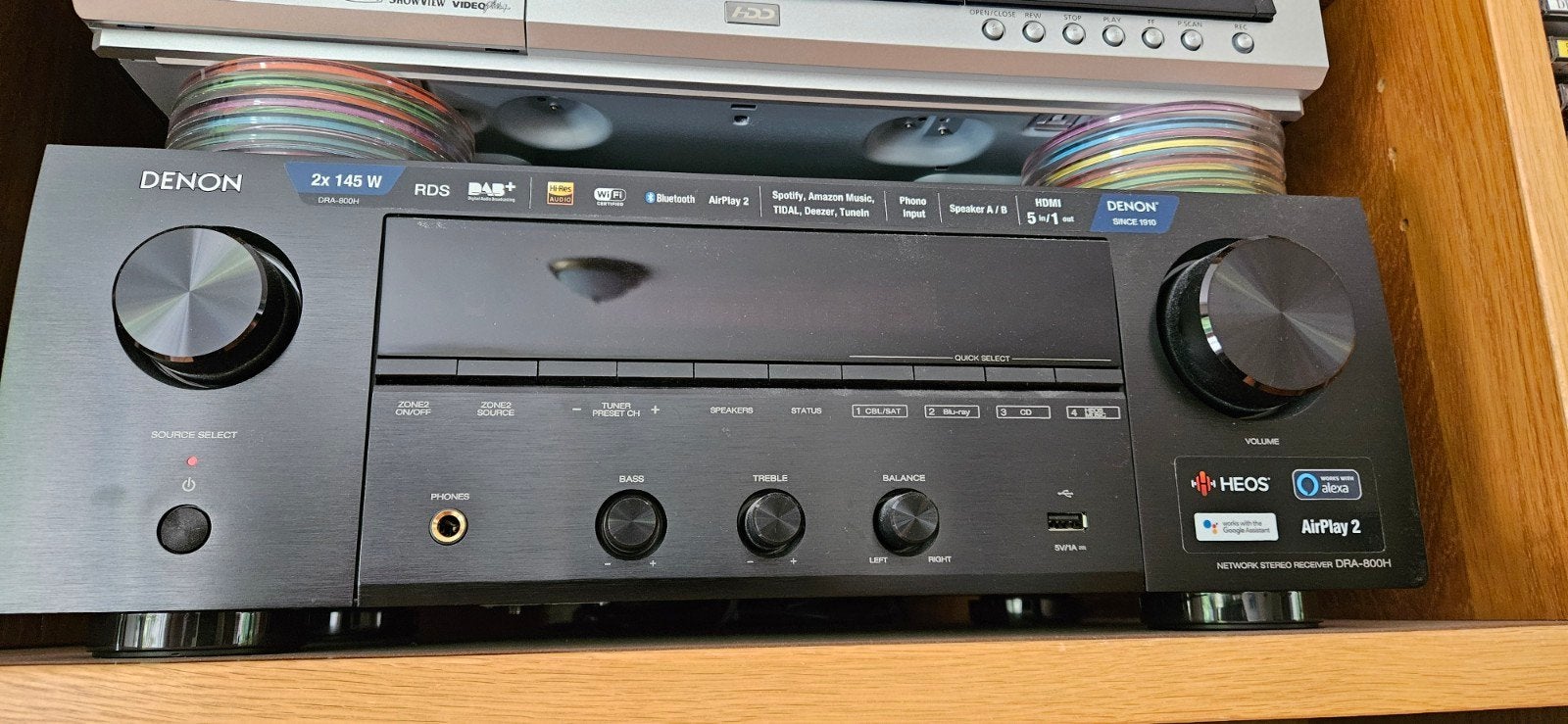 Denon DRA-800H Netwerk Stereo Receiver met HEOS en AirPlay 2, Denon, Ophalen of Verzenden, Zo goed als nieuw, 120 watt of meer