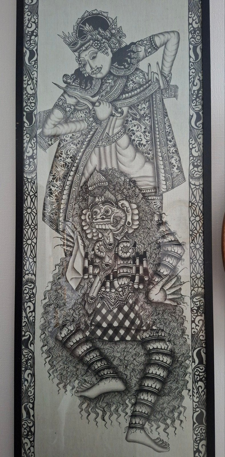 Langwerpige schilderij india Indonesië bali, Antiek en Kunst, Ophalen