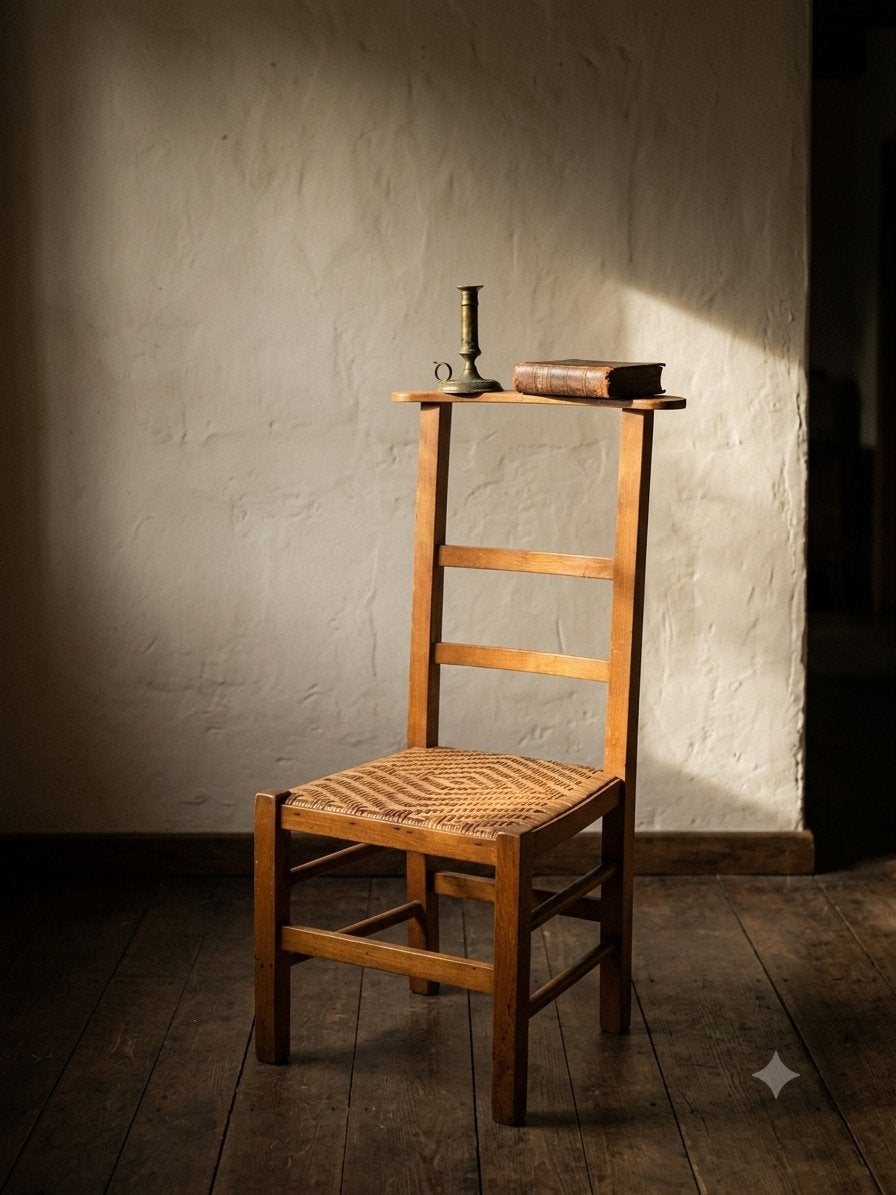Antieke kerkstoel bidstoel handgemaakt originele biezen zit, Antiek en Kunst, Antiek | Meubels | Stoelen en Banken, Ophalen