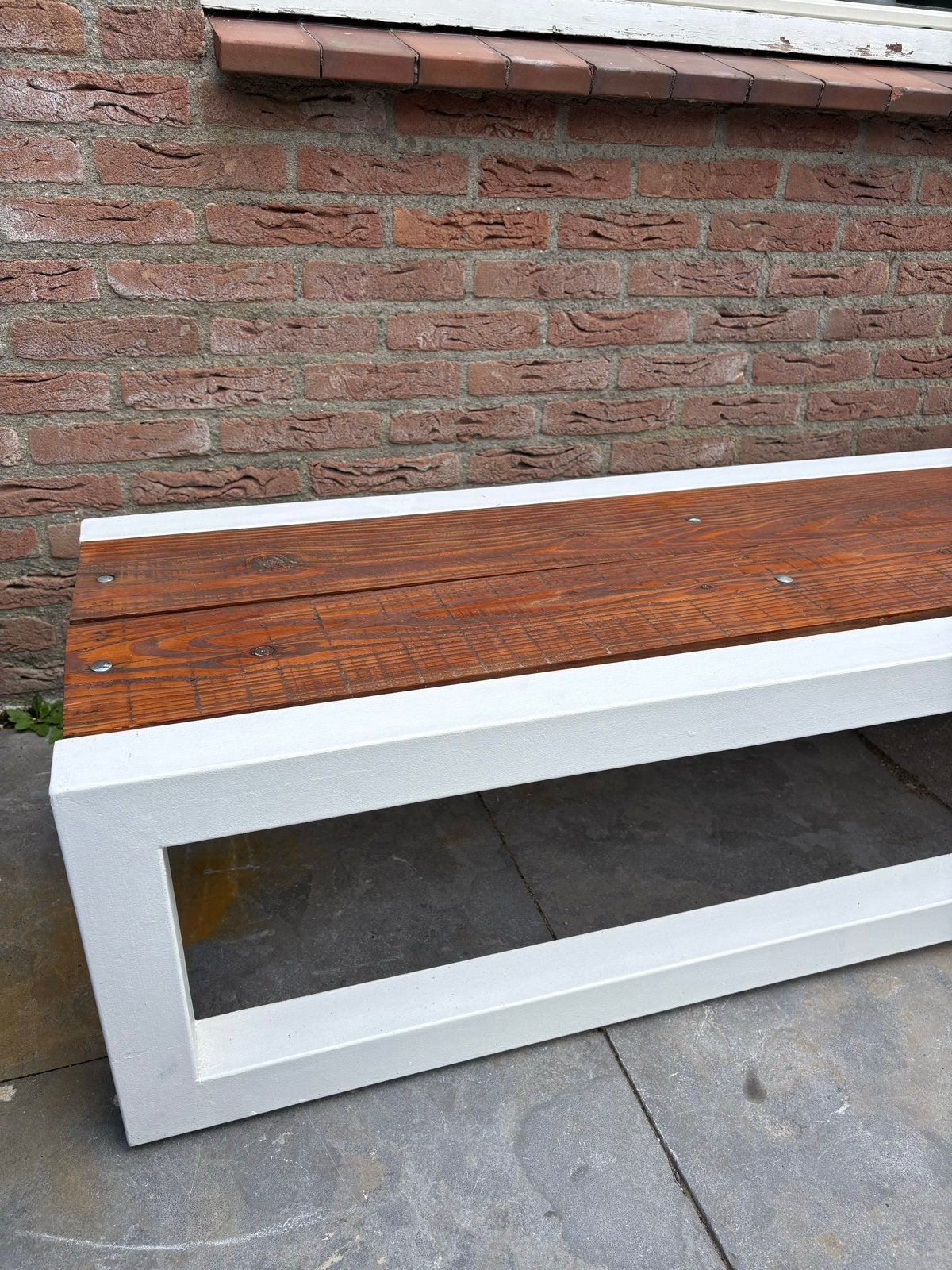 Robuuste tuinbank van hout en metaal, Ophalen, Zo goed als nieuw, Hout