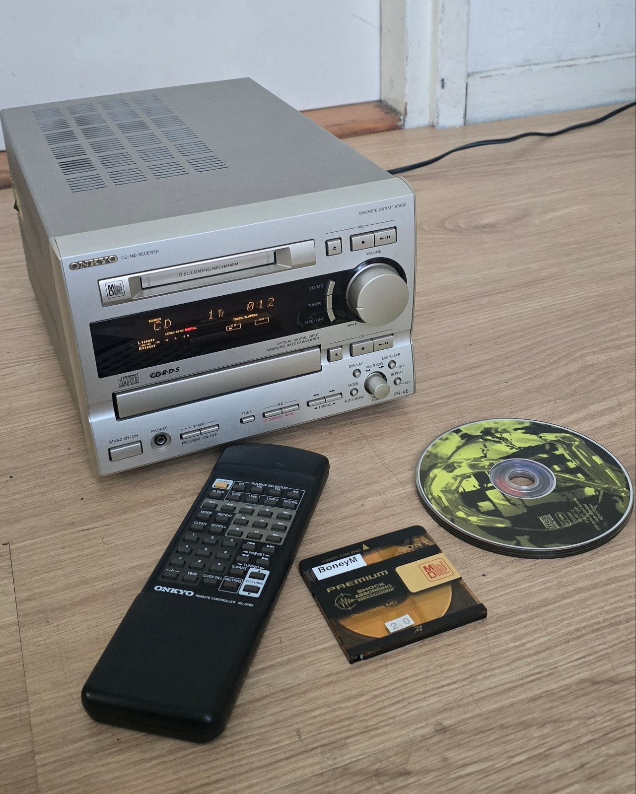 Onkyo FR-V5 CD/MD Receiver met afstandsbediening, Ophalen, Zo goed als nieuw, Cd-speler, Microset