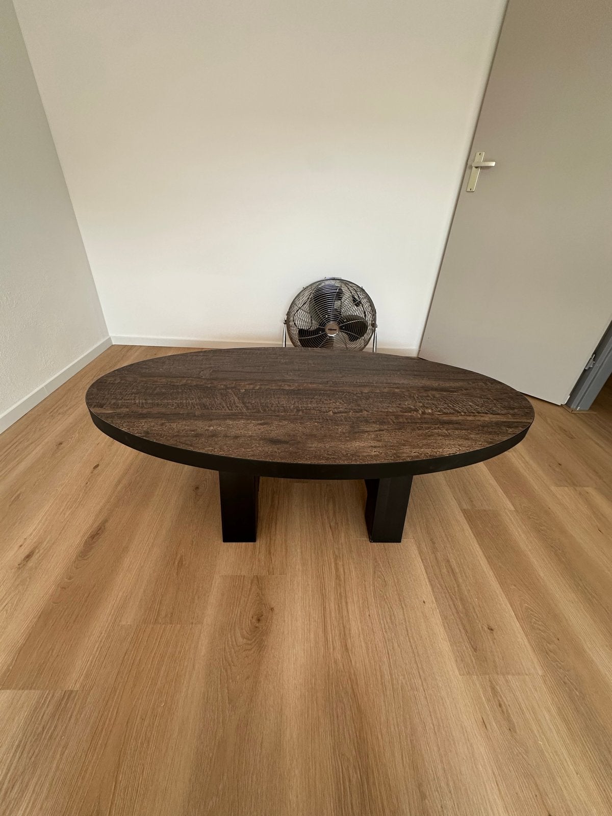 Salontafel Pronto Wonen - Ovaal, Donker Hout, Ophalen, Gebruikt, 100 tot 150 cm, 50 tot 100 cm