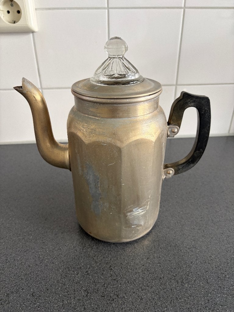 Vintage grote koffiepot met percolator, Antiek en Kunst, Ophalen of Verzenden