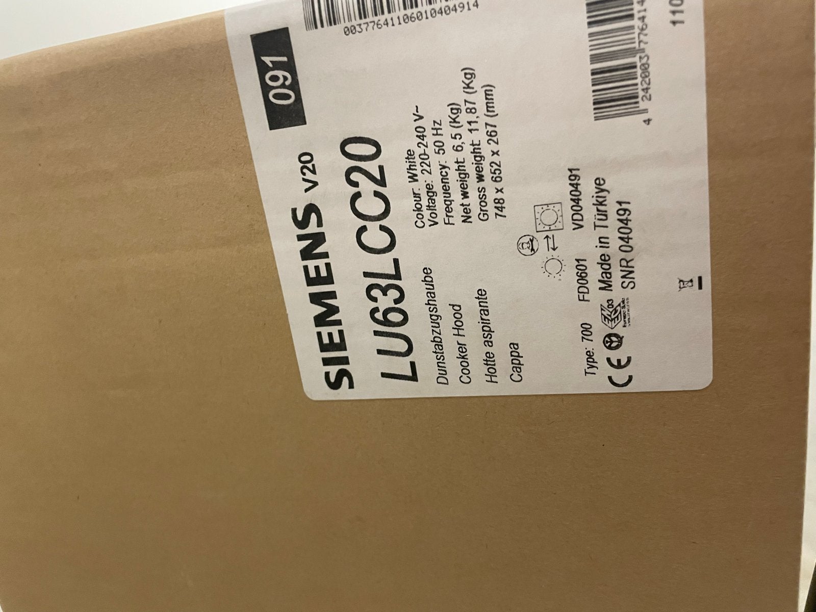 Siemens LU63LCC20 Afzuigkap - Nieuw in verpakking, Witgoed en Apparatuur, Afzuigkappen, Nieuw, Inbouw, Onderbouw afzuigkap, Minder dan 200 m³ per uur
