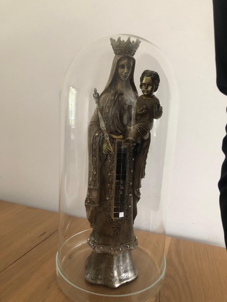 Maria beeld met kindje Jezus in glazen stolp, Ophalen of Verzenden