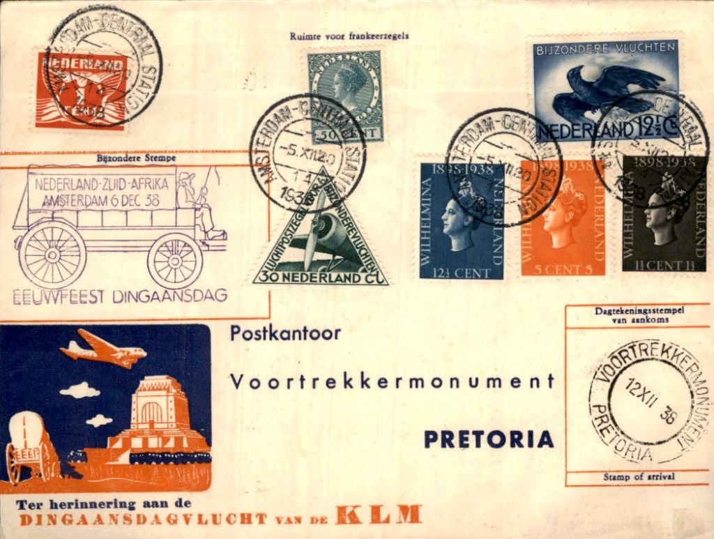 Zuid-Afrika - Frankering - Stempels - 1938, Postzegels en Munten, Brieven en Enveloppen | Nederland, Verzenden, Envelop