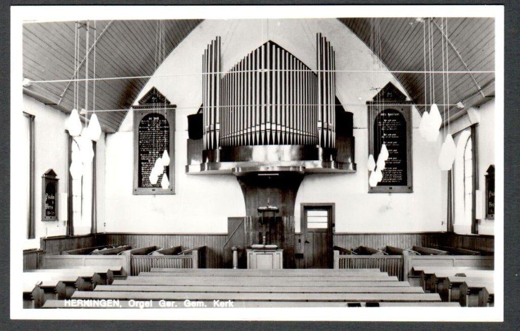 Oude Ansicht - Herkingen Orgel Ger. Gem. Kerk - ZH., Ophalen of Verzenden, 1940 tot 1960, Ongelopen, Zuid-Holland