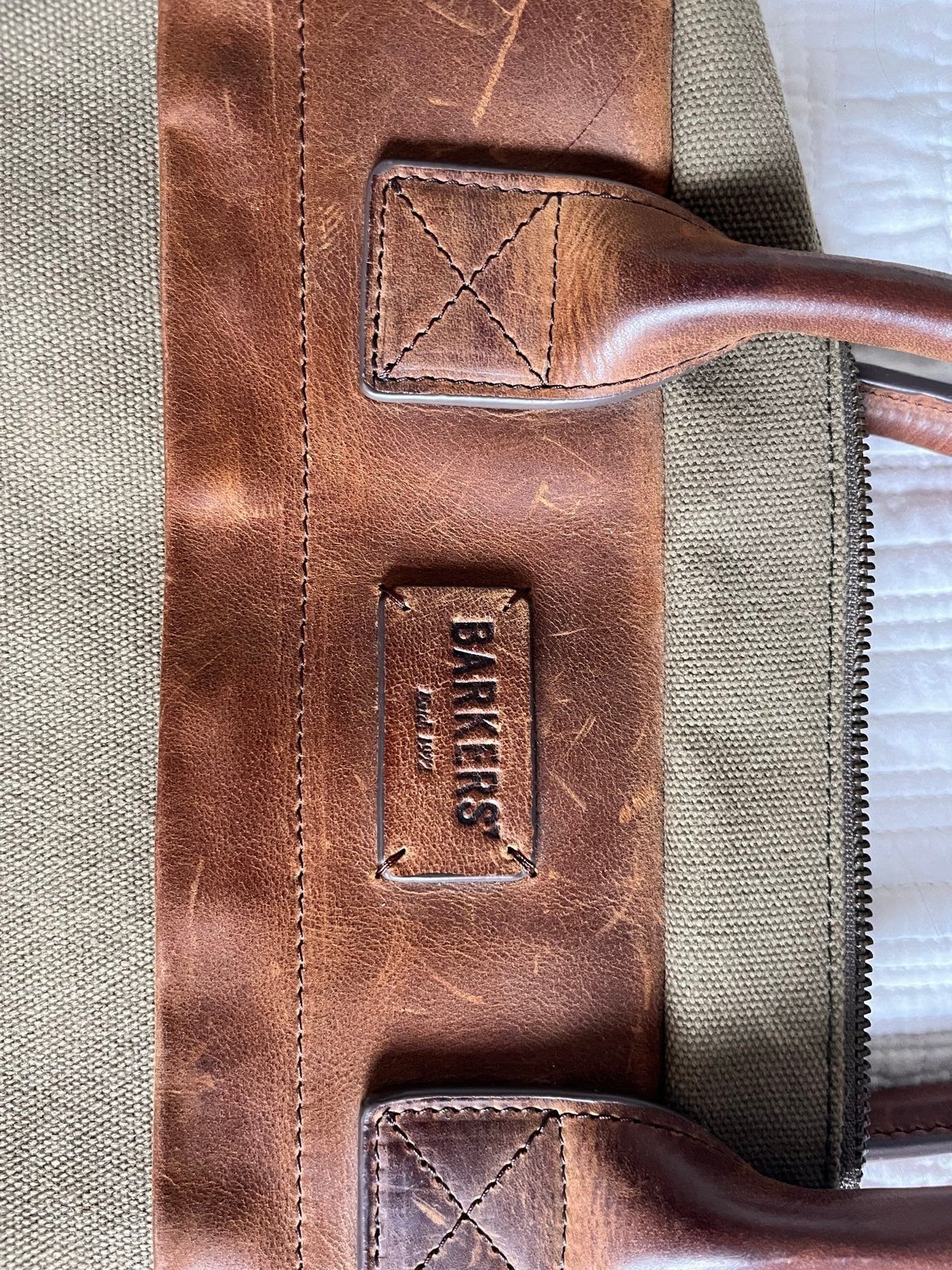 Barkers Laptoptas / Aktetas - Canvas en Leer, Sieraden, Tassen en Uiterlijk, Tassen | Schoudertassen, Overige merken, Gebruikt
