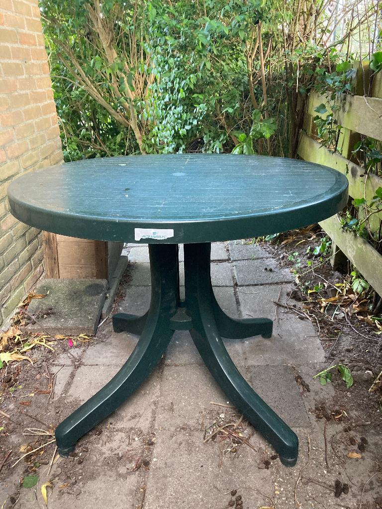 Kunststof tuintafel rond, Tuin en Terras, Ophalen, Gebruikt, Rond, Kunststof