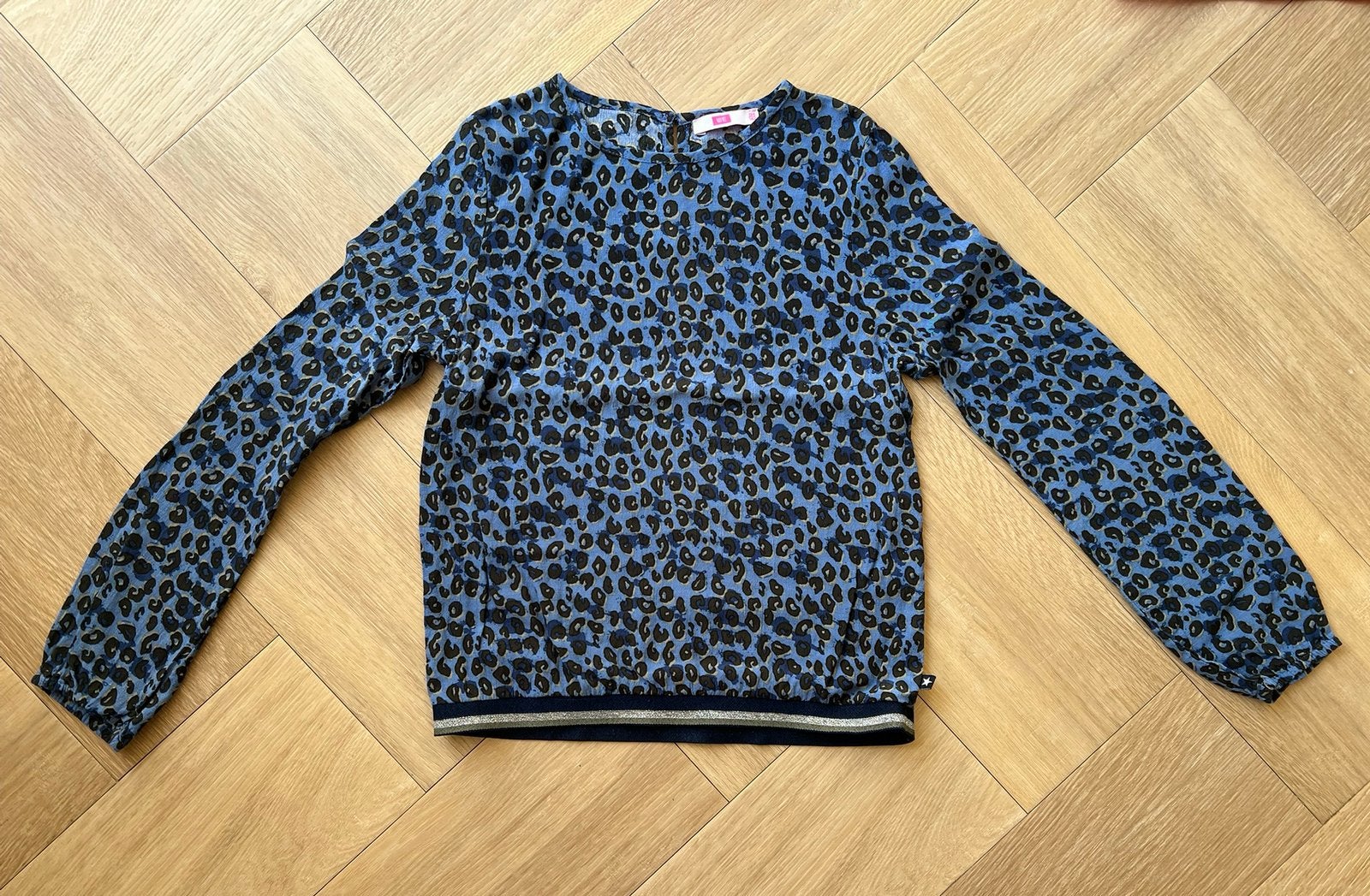 Blouse, blauw met print, We, maat 134/140, Kinderen en Baby's, Kinderkleding | Maat 134, WE, Meisje, Overhemd of Blouse, Ophalen of Verzenden