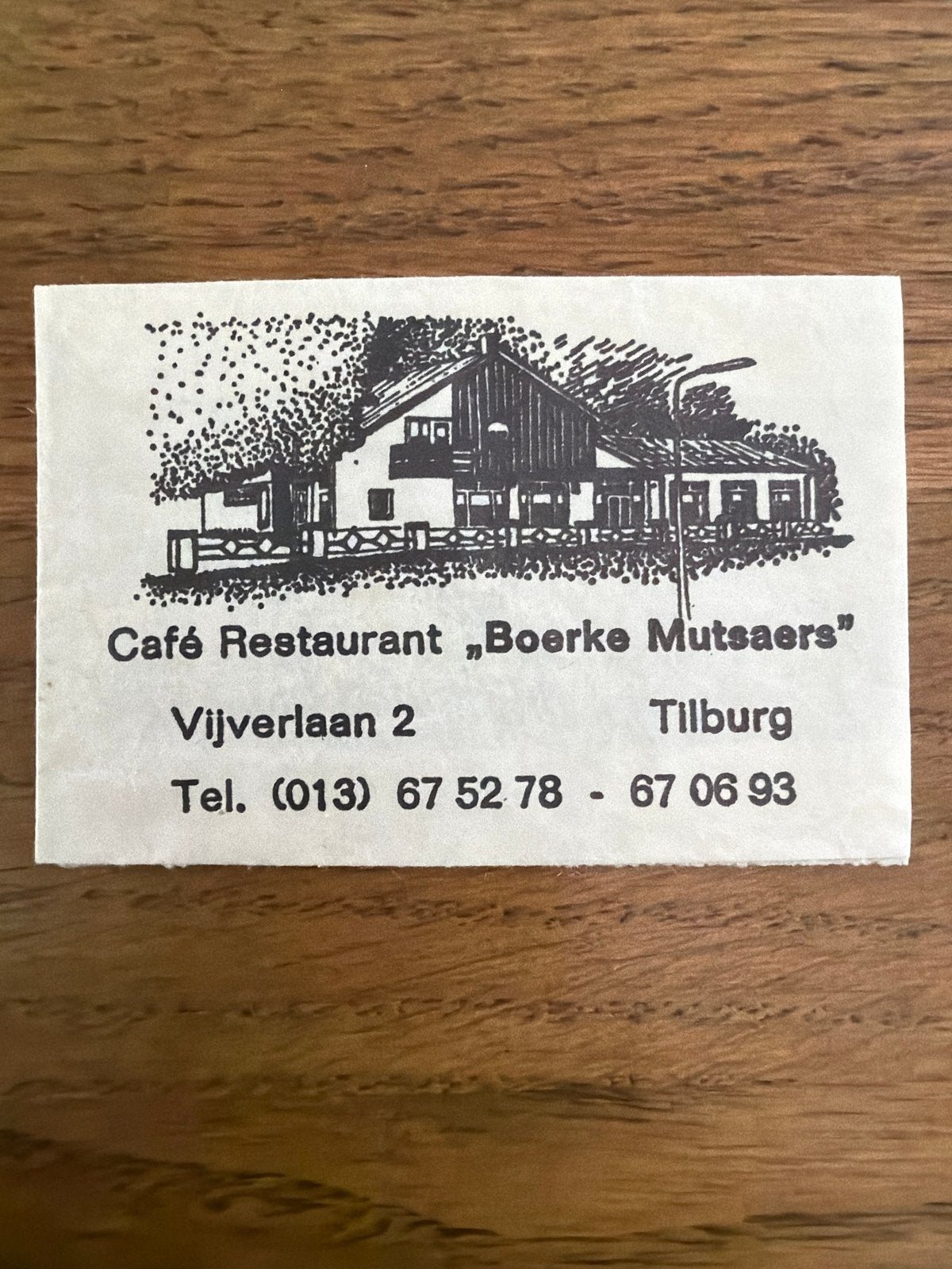 Vintage suikerzakje Café Restaurant Boerkemutsaers Tilburg, Ophalen of Verzenden, Gebruikt