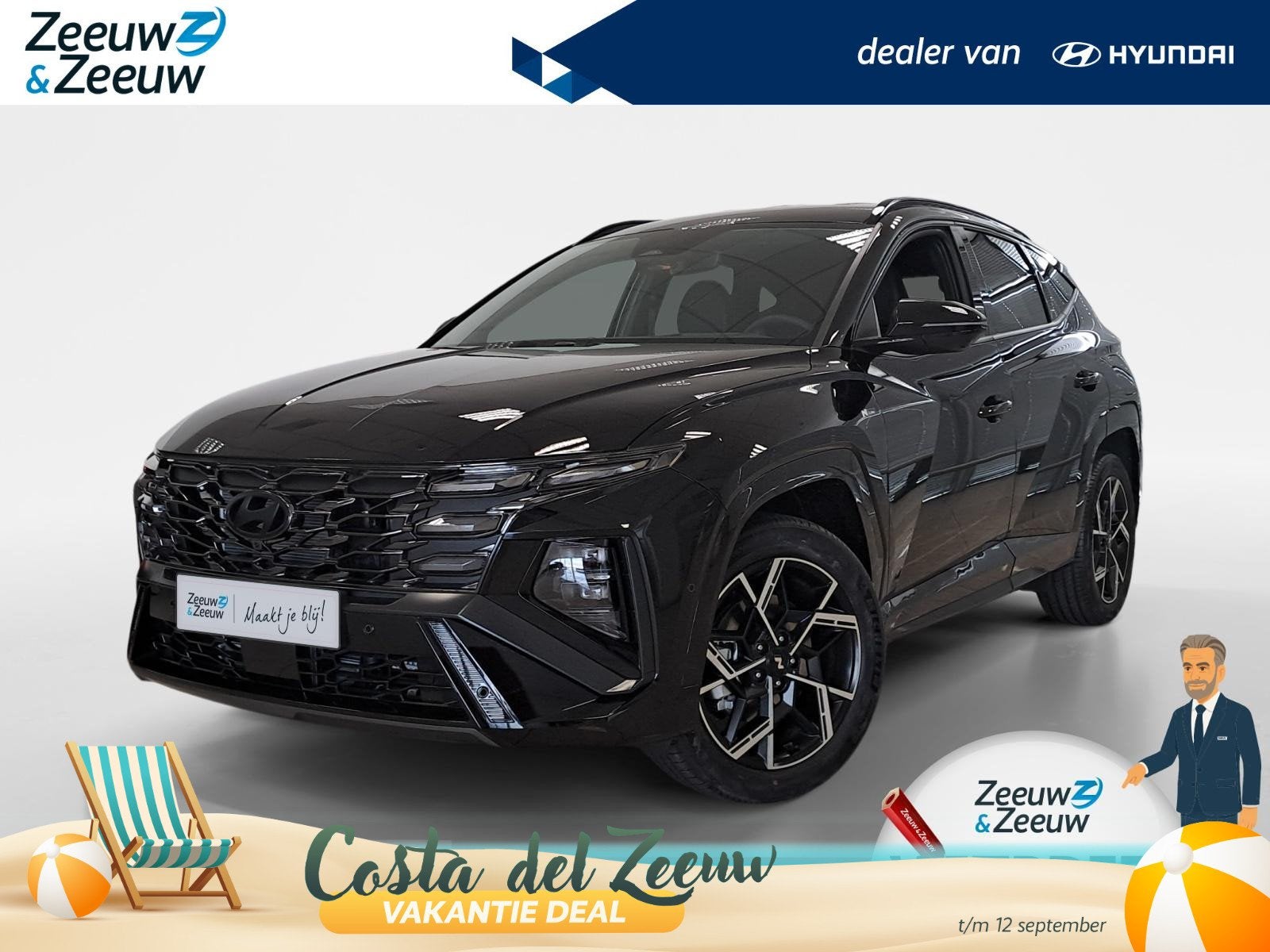 Hyundai Tucson 1.6 T-GDI PHEV N Line | All weather banden |, Auto's, Hyundai, 14 kWh, 4 cilinders, Zwart, Bedrijf