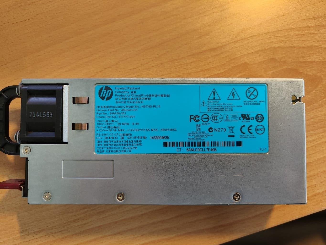 HP Common Slot Gold 460W Power Supply HSTNS-PL14, Computers en Software, Interne voedingen, Ophalen of Verzenden, Gebruikt