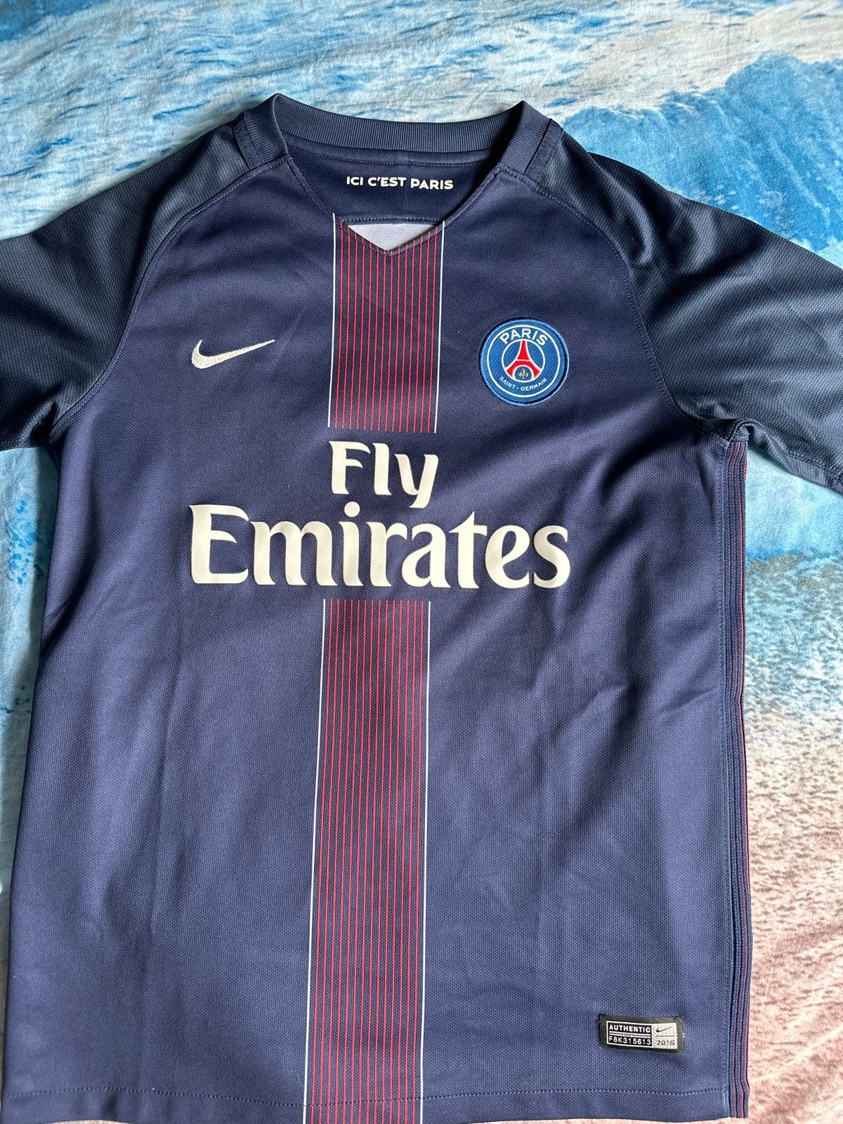 PSG voetbalshirt Nike Fly Emirates - Maat L (12-13 jaar), Blauw, Overige maten, Ophalen of Verzenden, Zo goed als nieuw