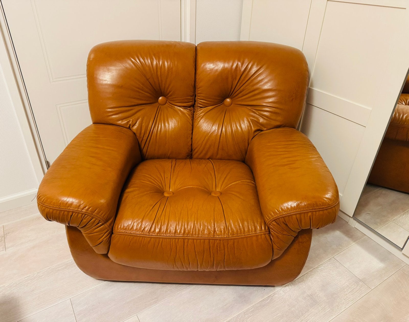 Prachtige lederen Pelle Rossi fauteuil - jaren ‘60, Huis en Inrichting, Banken | Bankstellen, Ophalen of Verzenden, Zo goed als nieuw