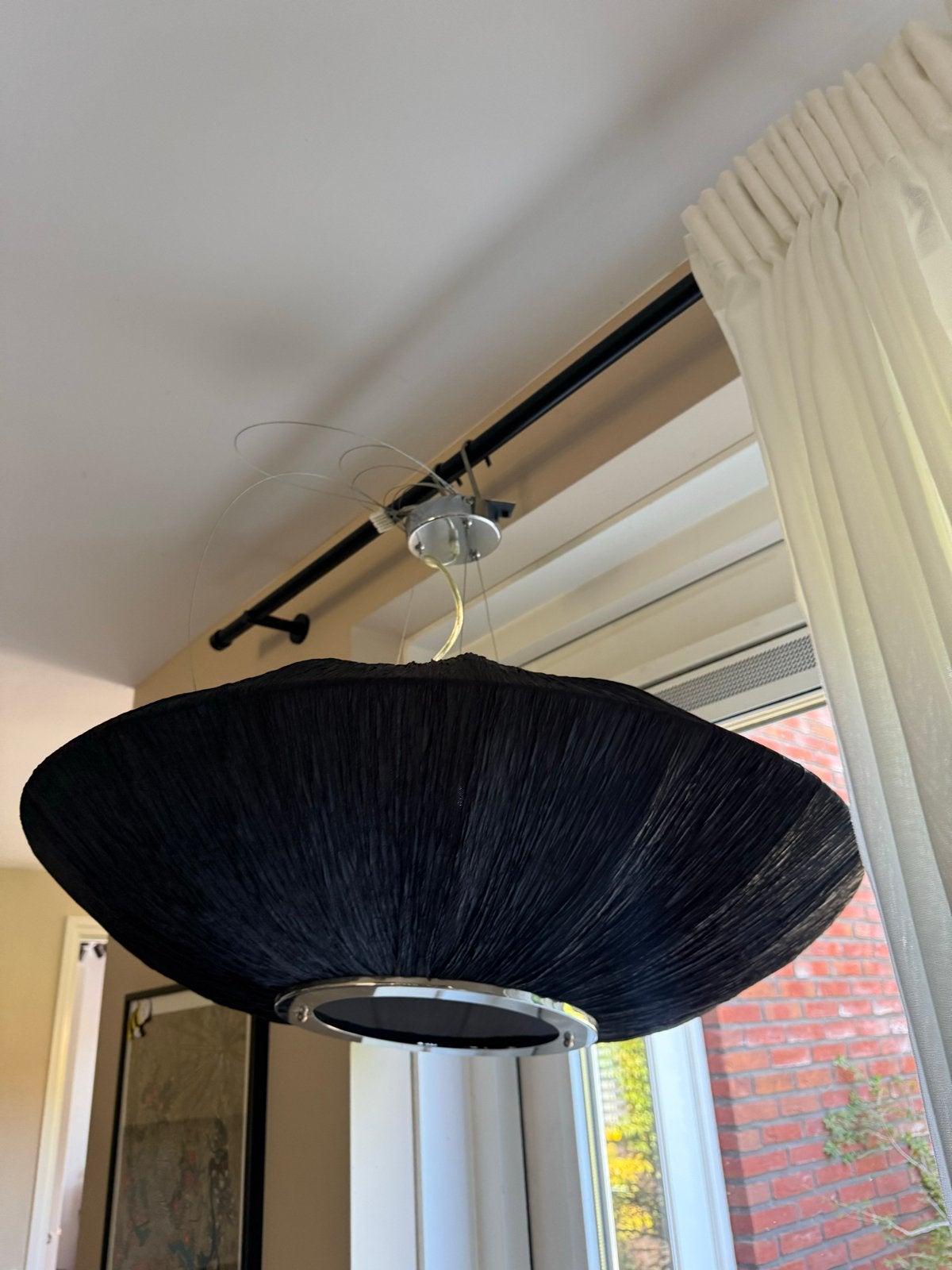Hanglamp Ptmd Stof Chroom - Modern Design, Ophalen of Verzenden, Zo goed als nieuw, Textiel, E27 (groot)