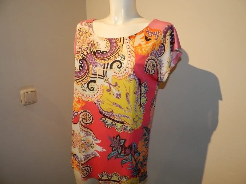 Etro Milano shirt pracht print paisley felle kleuren IT 44, Kleding | Dames, Maat 38/40 (M), Etro Milano, Zo goed als nieuw, Korte mouw