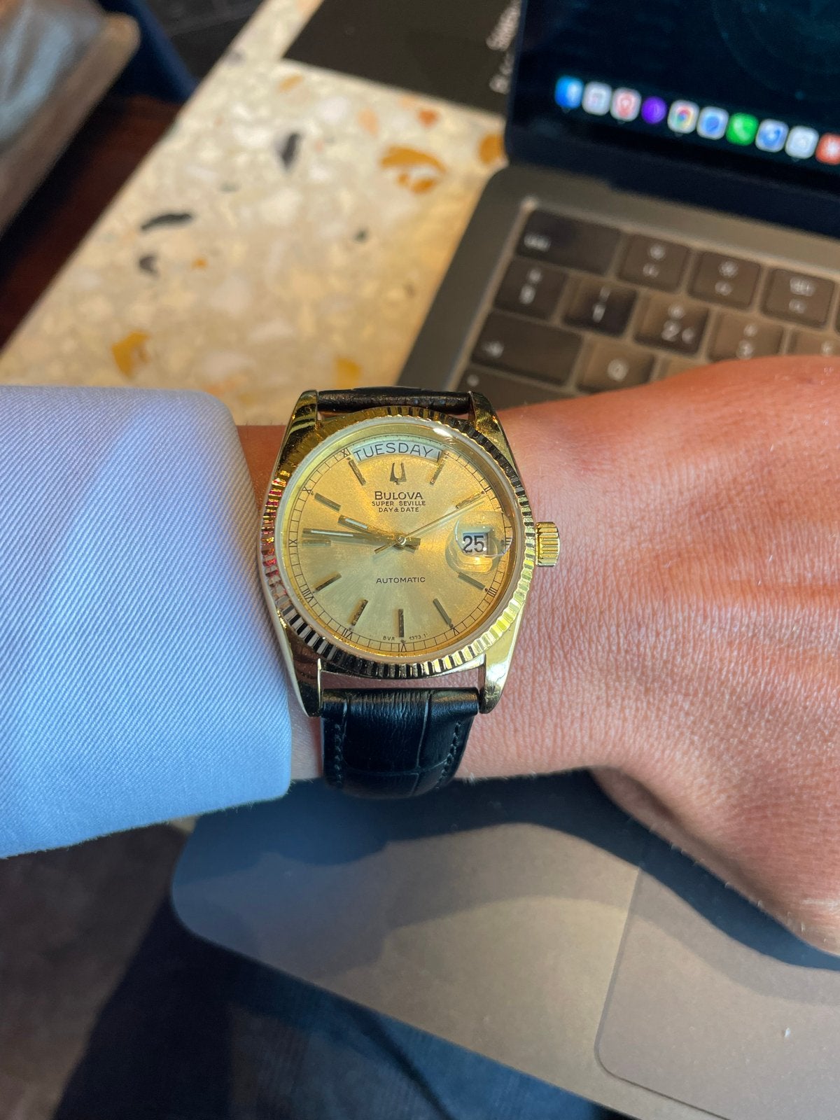 Bulova Super Seville Day & Date (1978) - Origineel, Polshorloge, Goud, Ophalen, Overige merken