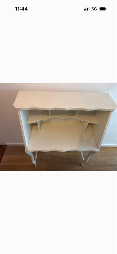 Vintage secretaire / kaptafel in crème wit, Ophalen
