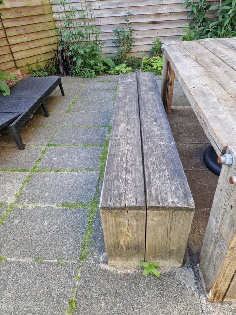 2 houten tuinbanken te koop, Ophalen, 250 cm of meer, Planken