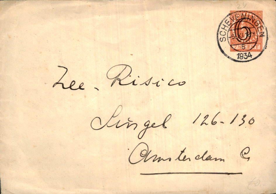 Scheveningen - Amsterdam - 1934, Postzegels en Munten, Verzenden, Envelop