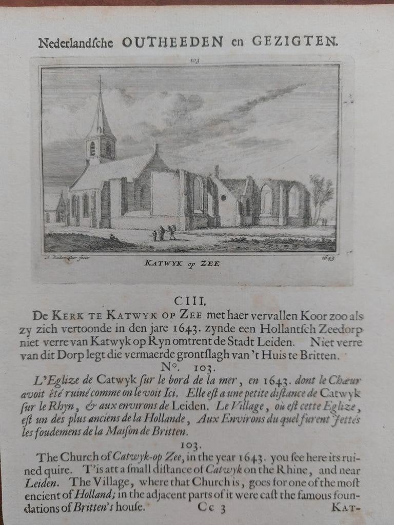 103 / Katwijk op Zee - Gravure van A. Rademaker 1ste druk!, Antiek en Kunst, Kunst | Etsen en Gravures, Ophalen of Verzenden