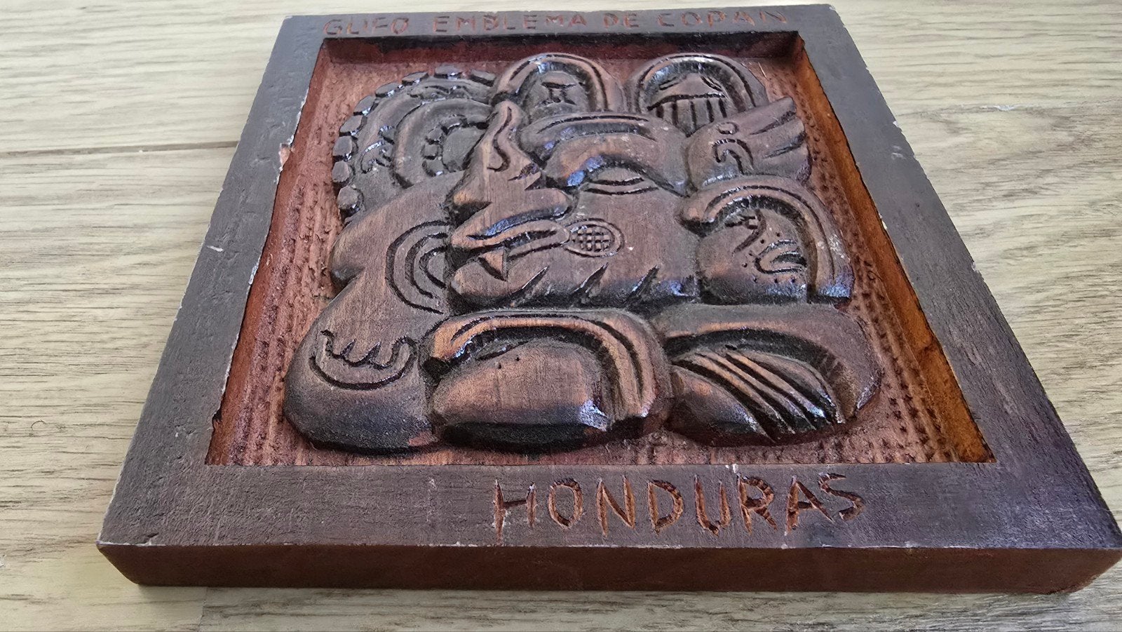 Handgesneden Maya Wandbord Honduras – Copán (15cm), Antiek en Kunst, Ophalen of Verzenden