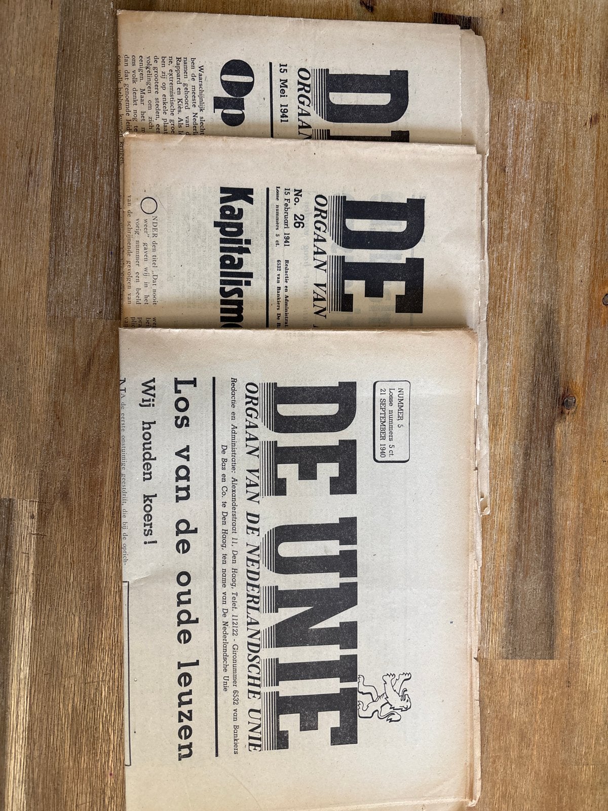 De Unie kranten uit 1940-1941 - Zeldzame historische uitgave, Ophalen of Verzenden, Gelezen, Krant
