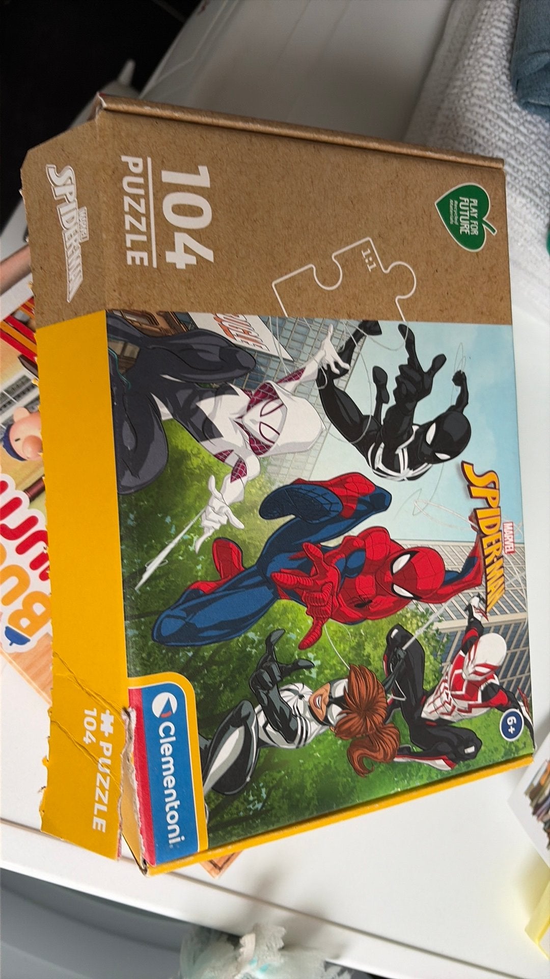Puzzel spiderman 104 stukjss, Ophalen of Verzenden, Meer dan 50 stukjes, Zo goed als nieuw, 6 jaar of ouder
