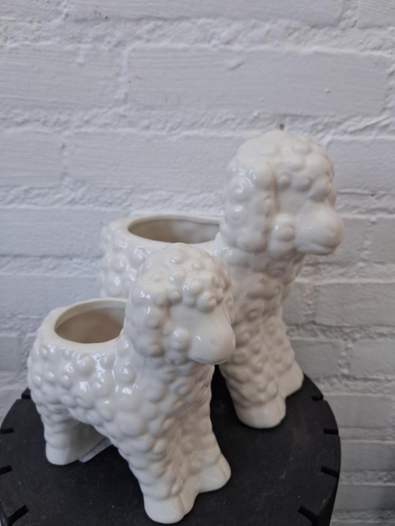 Schattige lammetjes plantenpotten set van 2, Verzenden, Rond, Aardewerk, Minder dan 40 cm