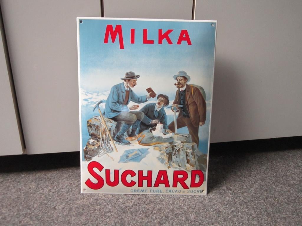 MILKA EMAILLE RECLAMEBORD, Ophalen, Zo goed als nieuw, Reclamebord