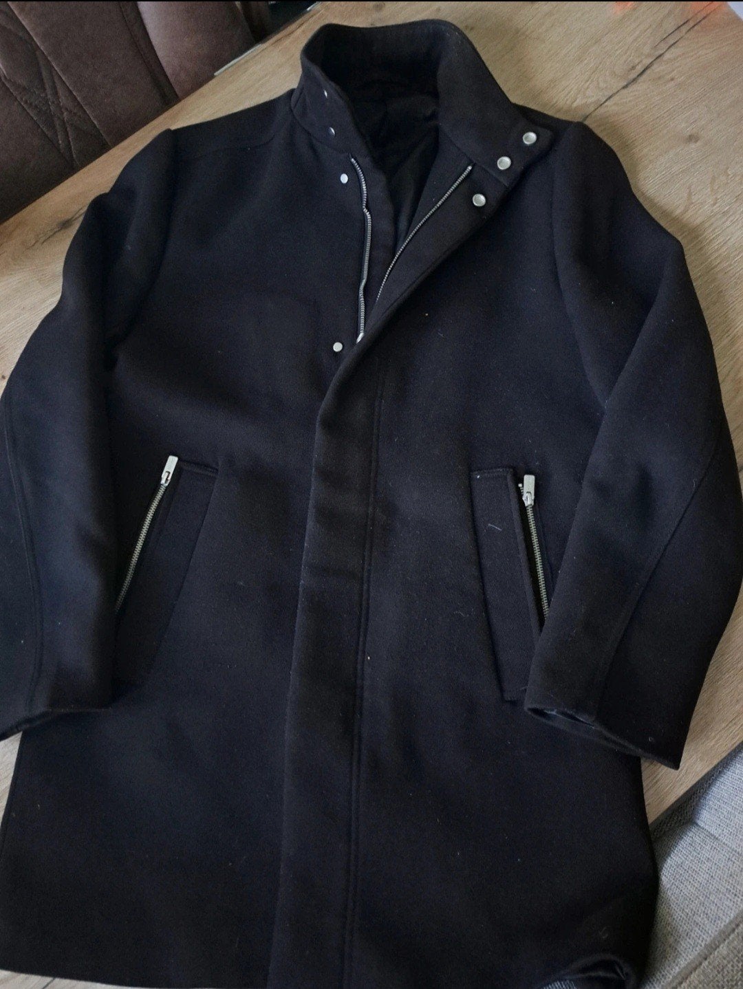 Nette H&M heren mantel in maat L zgan jas zwart, Maat 52/54 (L), Zwart, Ophalen of Verzenden, Zo goed als nieuw