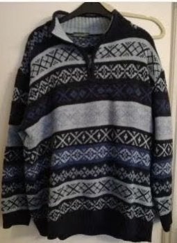 Als nieuw Essentials gebreide trui 50% WOL BLAUW ZWART XXL, Ophalen of Verzenden, Zo goed als nieuw, Overige maten, Blauw