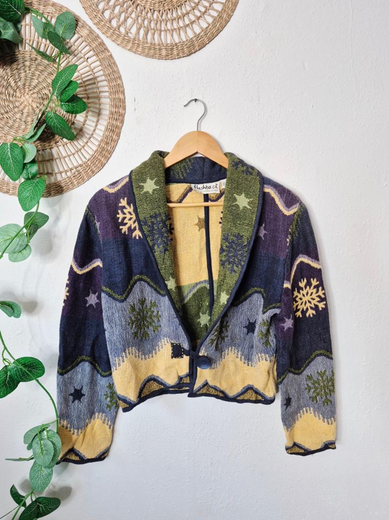 Vintage geweefd kort boho jasje S/M, Vintage, Ophalen of Verzenden, Zo goed als nieuw, Maat 38/40 (M)