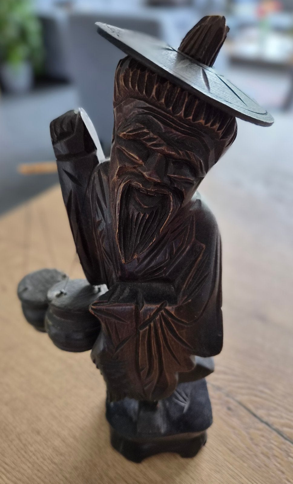 Handgesneden beeld van visserman, Houtsnijwerk, Ophalen of Verzenden, Handgemaakt, Hout
