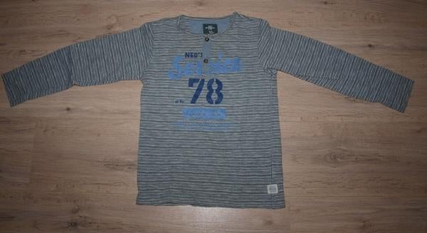 Grijs Wit Gestreepte Longsleeve H&M (122-128), Kinderen en Baby's, Kinderkleding | Maat 122, Gebruikt, H&M, Ophalen of Verzenden