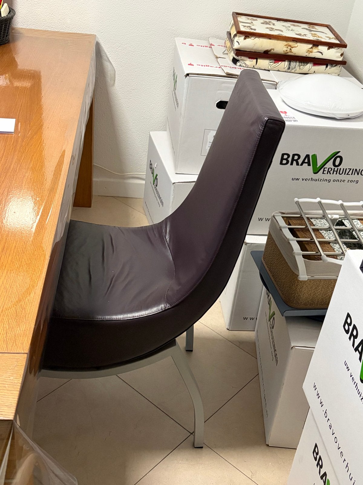 Moderne leren eetkamerstoelen - set van 6, Ophalen, Gebruikt, Overige kleuren, Leer