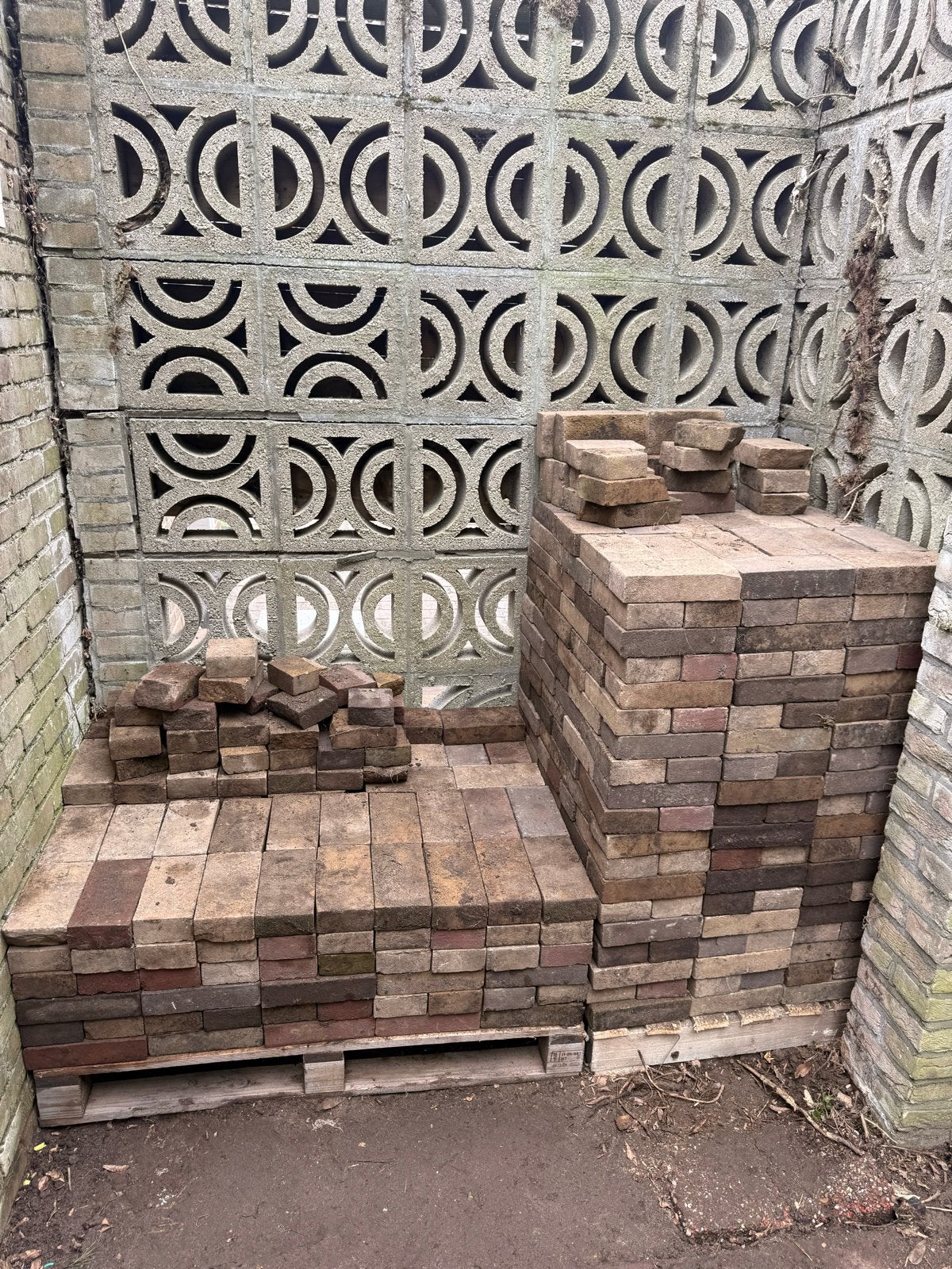 Bont gekleurde hardgebakken klinkers (ca. 6,5 m²), Tuin en Terras, Tegels en Klinkers, Ophalen, Gebruikt, Keramiek, Klinkers