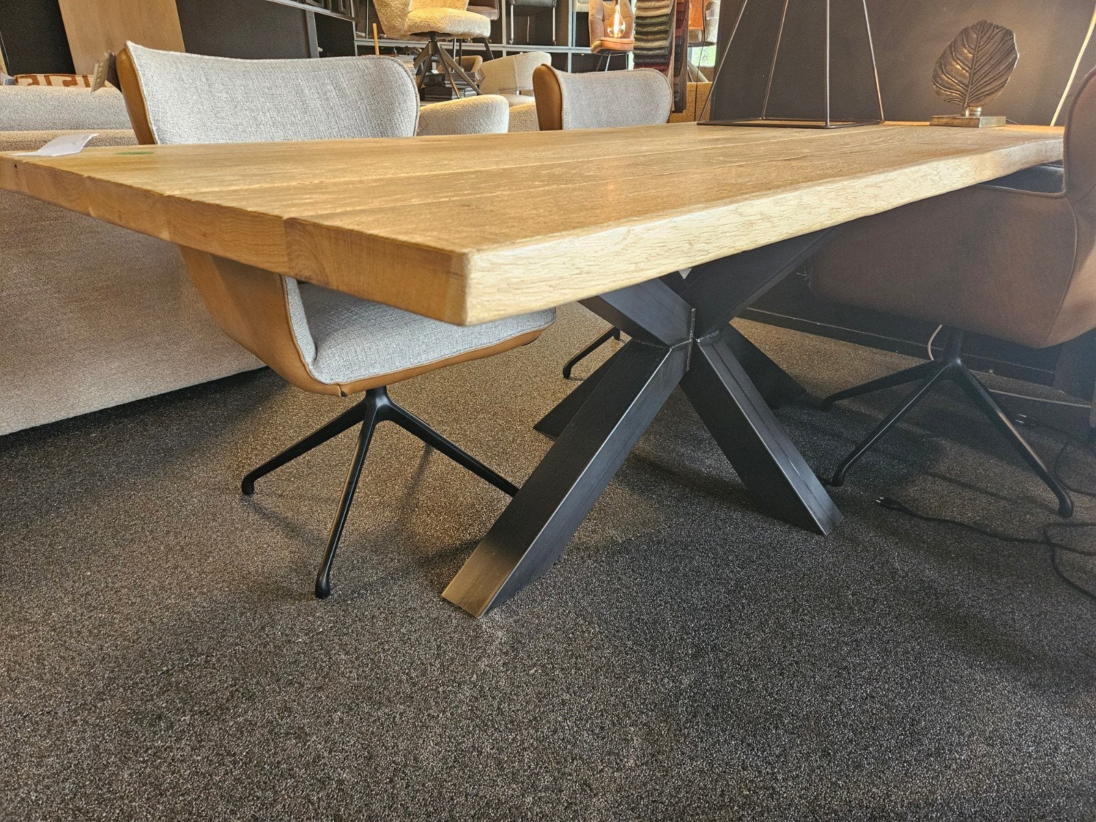 Massief eiken boomstam tafel blank eiken opruiming, Verzenden, Nieuw, Rechthoekig, 200 cm of meer