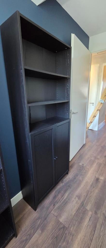 IKEA Billy Boekenkast met 2 deuren - Zwartbruin, Huis en Inrichting, Ophalen, Modern, Scandinavisch, 200 cm of meer, 50 tot 100 cm