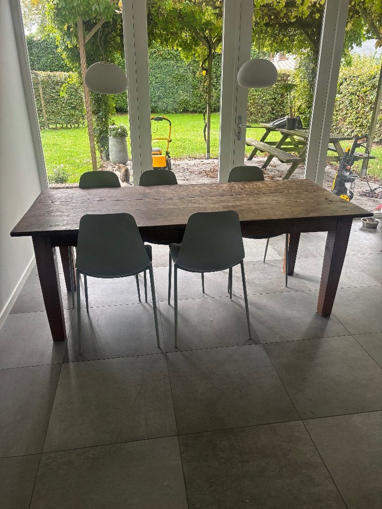 Houten eettafel, Ophalen, Gebruikt, Eikenhout, 200 cm of meer