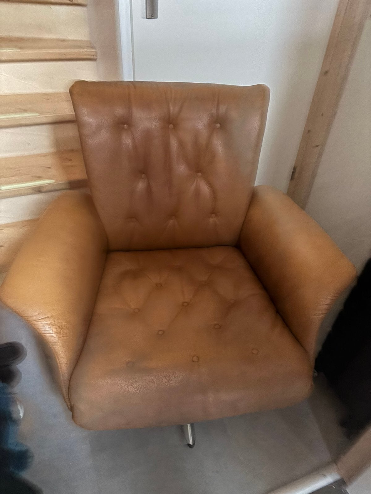 Verstelbare leren fauteuil, Huis en Inrichting, Fauteuils, Ophalen, Zo goed als nieuw, 75 tot 100 cm, 50 tot 75 cm