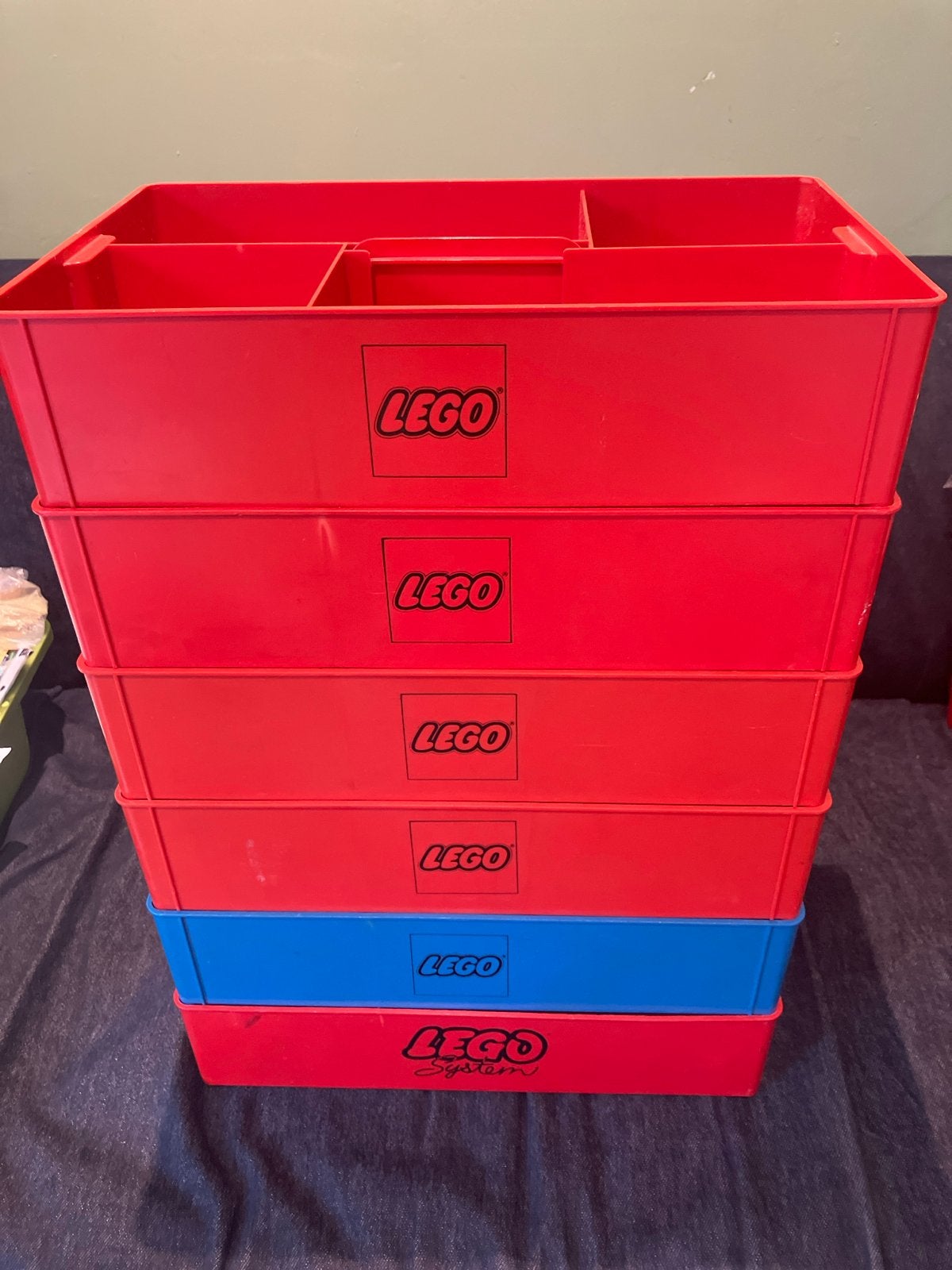 Lego opbergbakken - 5 rode, 1 blauwe, Ophalen, Gebruikt, Overige typen, Lego