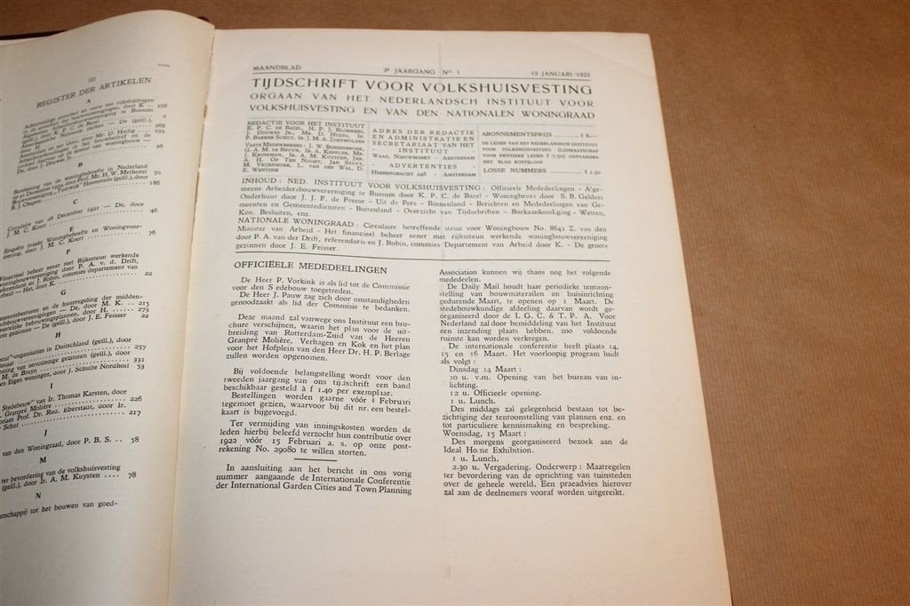 Tijdschrift voor Volkshuisvesting 1922 — Berlage en Oud, Ophalen of Verzenden, Gelezen, Architecten