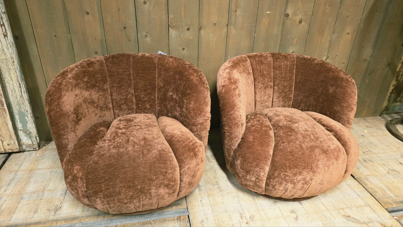 Mooie Fluwelen Fauteuils Bronze kleur Nieuw, Hout, Minder dan 75 cm, Nieuw, Ophalen of Verzenden