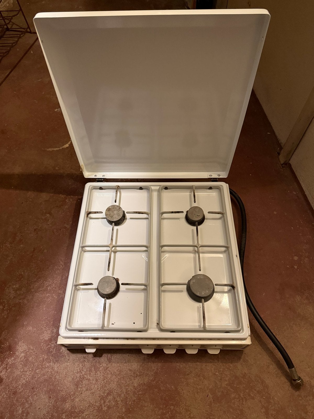 ATAG gaskookplaat 4 pits met deksel en kookwekker – vintage, Ophalen, Gebruikt, 4 kookzones, Gas