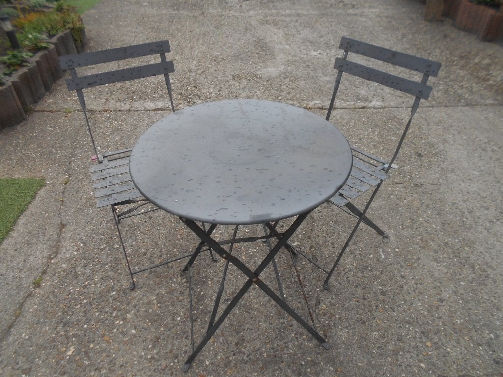 Metalen tuinsetje, Tuin en Terras, Ophalen, Gebruikt, Kunststof, 2 zitplaatsen