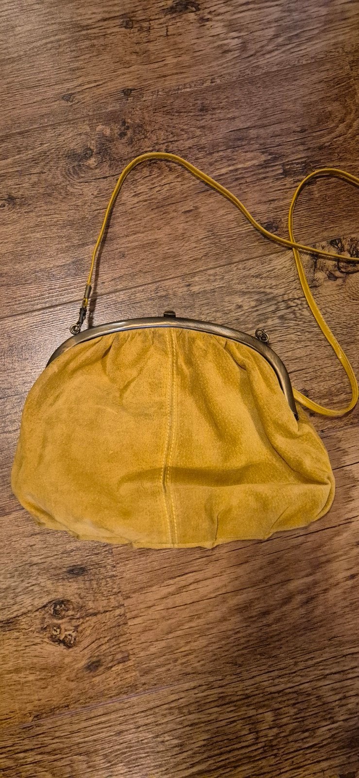 Vintage Gele Leren Kniptas - Made in Italy, Verzenden, Gebruikt, Geel, Avondtasje