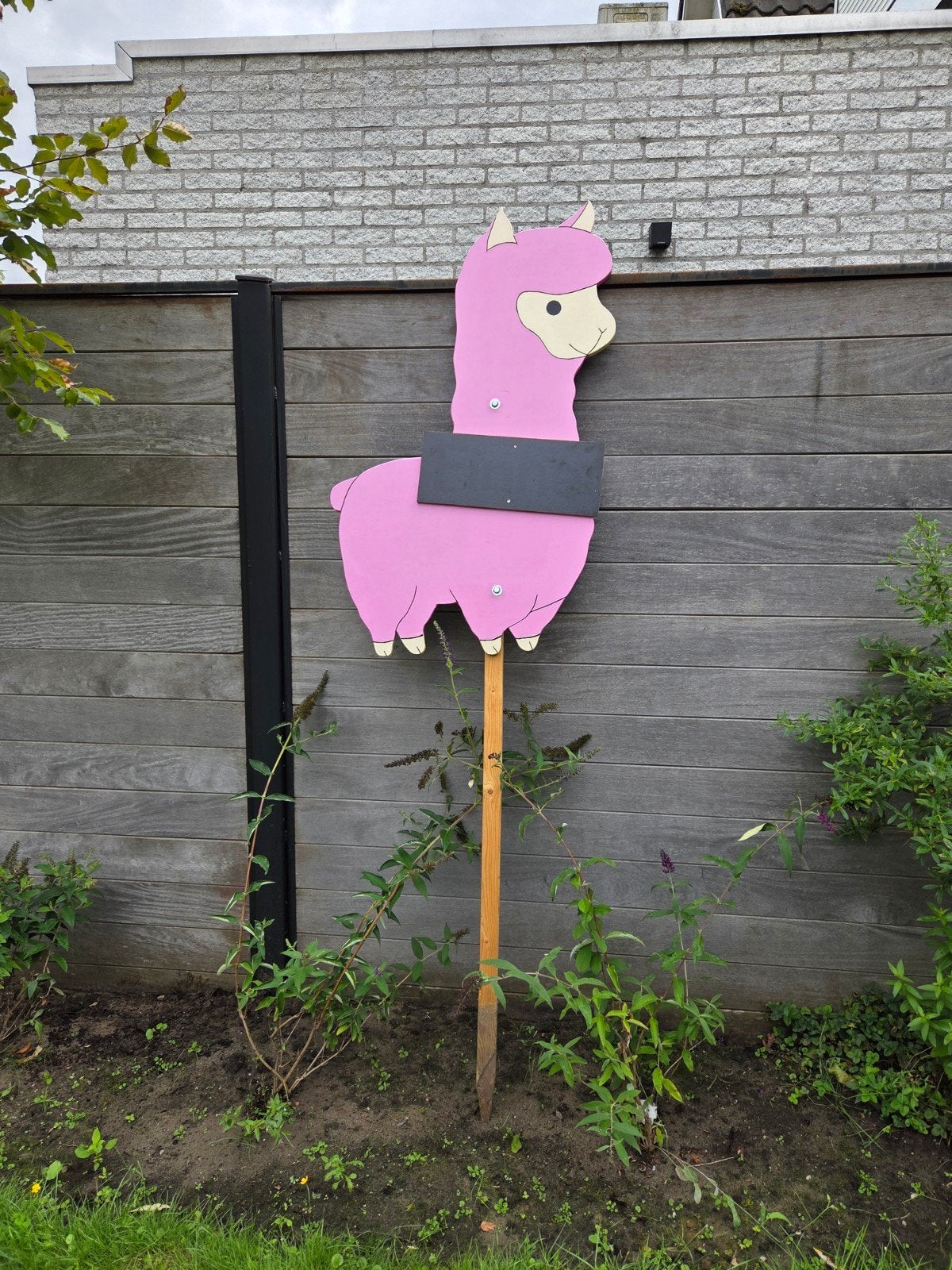 Roze Alpaca Tuinbord - geboortebord, Ophalen, Gebruikt